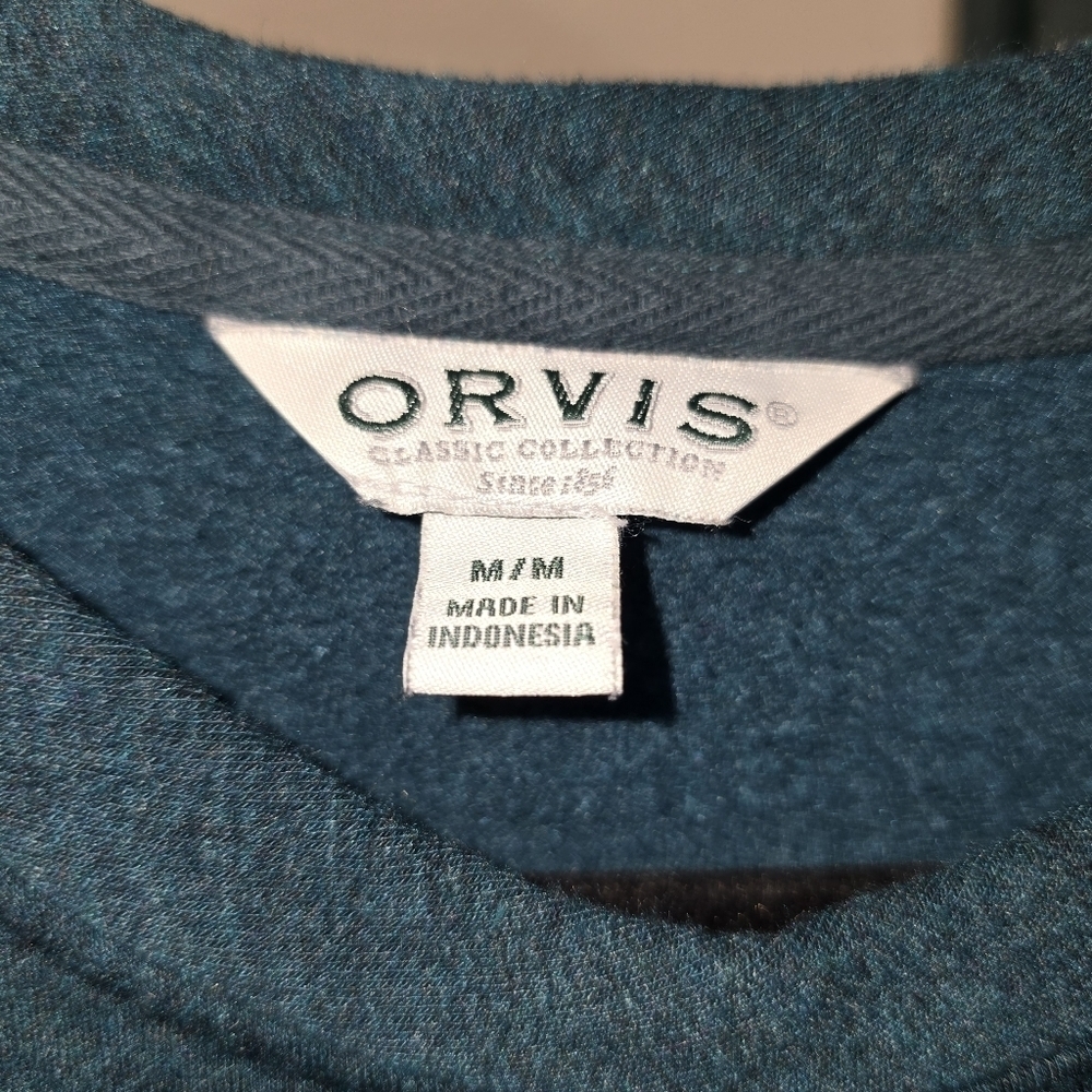 Orvis Cozy Long Sleeve Crewneck Pullover Sweatshirt Green Size Medium - Picture 9 of 9